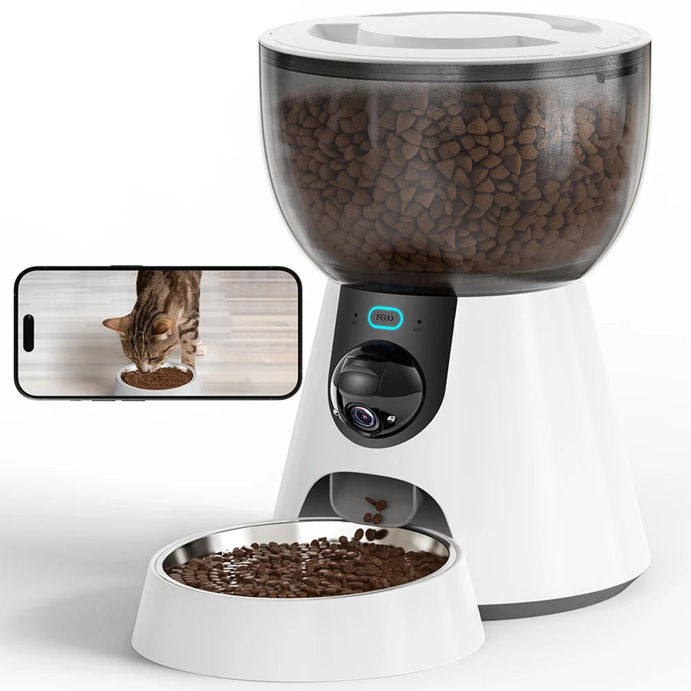 Smart Automatic Pet Feeder 4L with Camera for Dogs and Cats